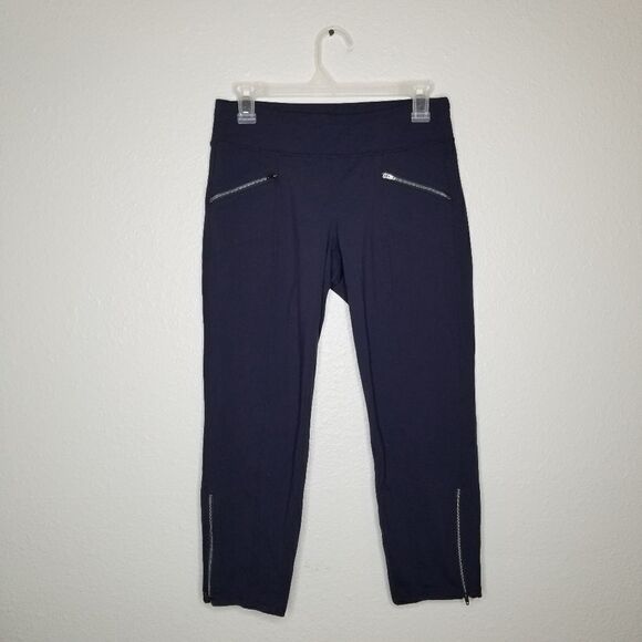 Athleta Metro Navy Zip Ankle Cropped Leggings XS - Picture 1 of 6